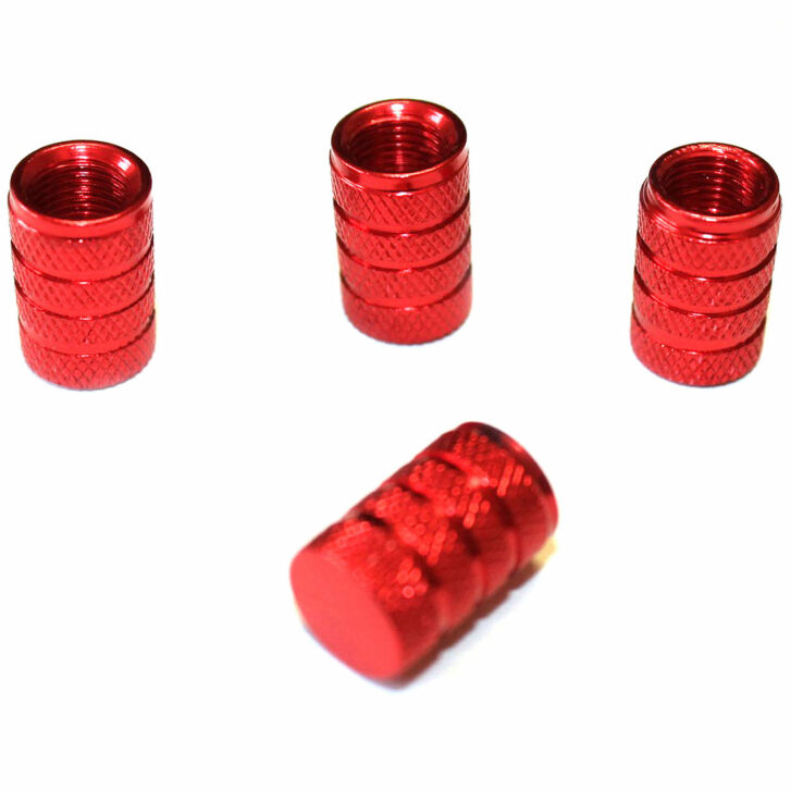 Ventilkappe Set in Metall "Grip" rot 4 Stück für Autoreifen Ventil