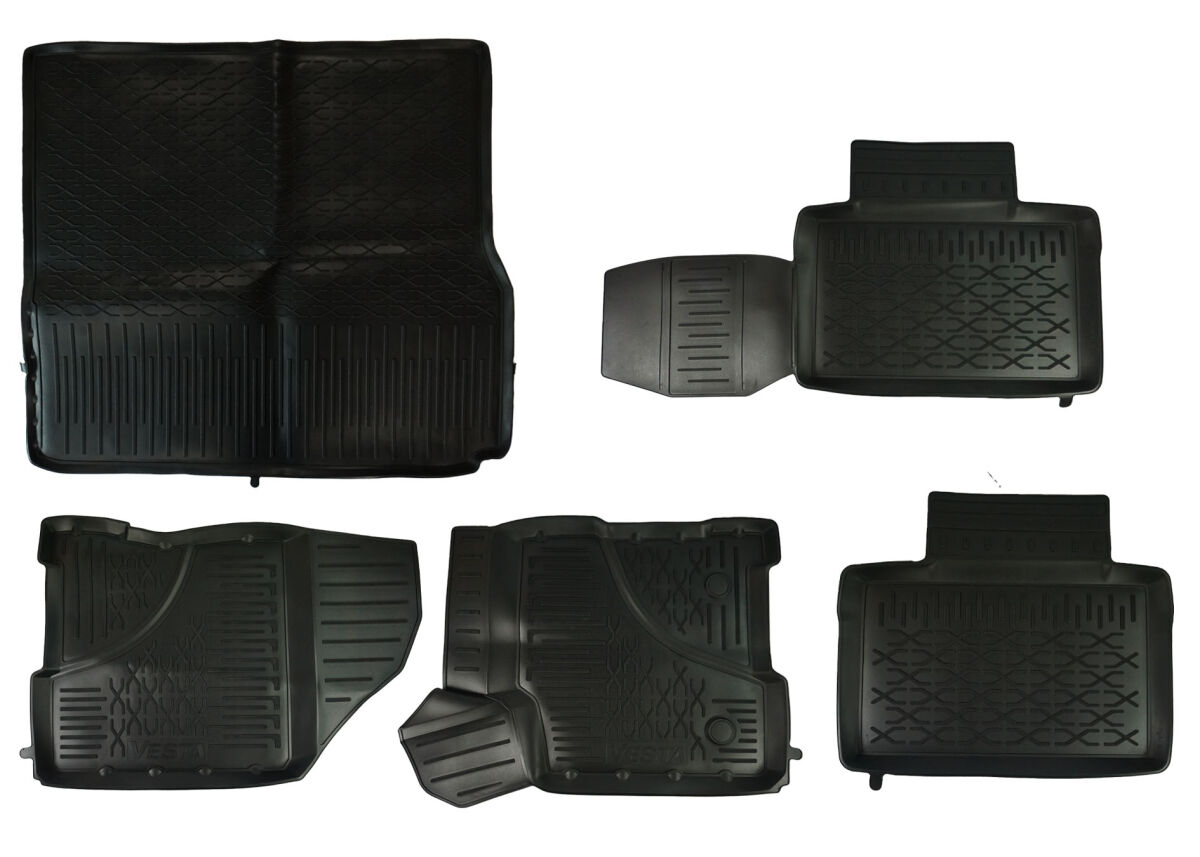 Fußmattensatz Gummi Komplett inkl. Kofferraummatte (oben) - Lada Vest,  149,24 €