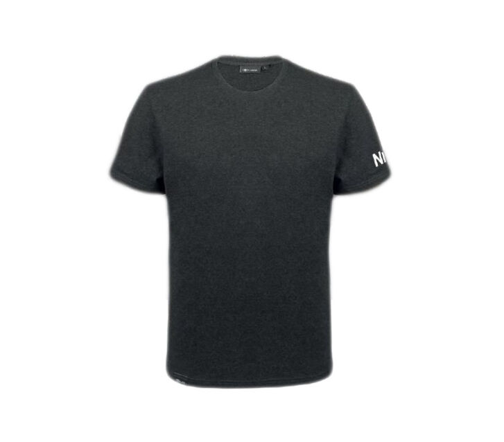 T-Shirt mit Schulterschrift „NIVA“ – Schwarz/Grau – Größe M