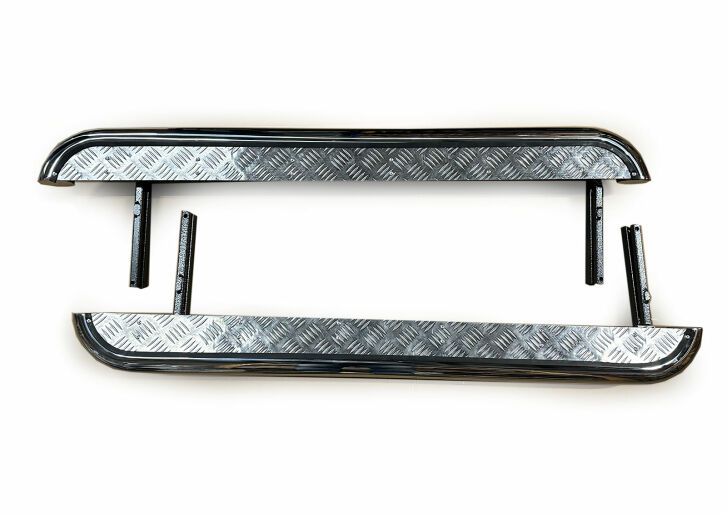 B-Ware - Lada Niva Trittbretter Aluminium Riffelblech Mega Rohr Ø60mm in chromoptik