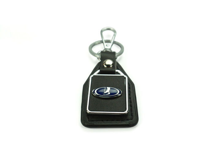 Schlüsselanhänger Leder mit Lada-Logo blau