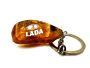 Naturbernstein Schlüsselanhänger Lada Logo silber natur braun "Pascha"